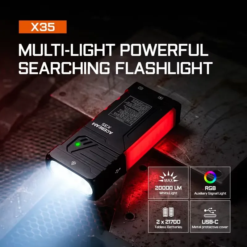 2026 hot sale for ACEBEAM X35 Searching Flashlight USB C Charging Output CREE XHP70.2 LED 20000 Lumen 458 Meters Dual-Source - view 2
