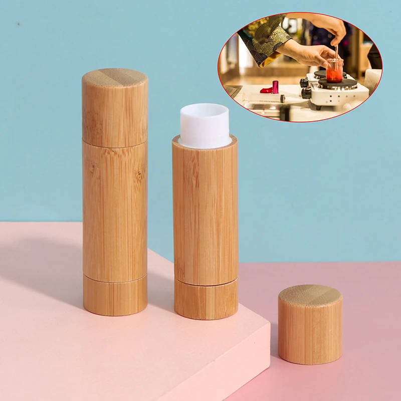 

1PC 4ml Portable Mini Natural Bamboo DIY Lipstick Empty Tube Cosmetic Container Travel Bottle Empty Lip Gloss Tube