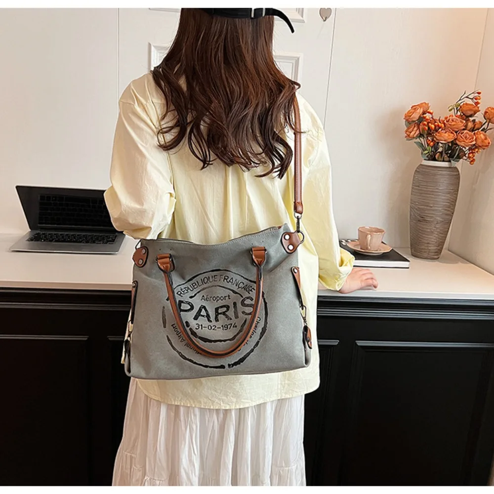 Large-capacity Women's Canvas Tote Adjustable Shoulder Strap Casual Casual Shoulder Strap Bag Unisex Durable Cross Body Bag