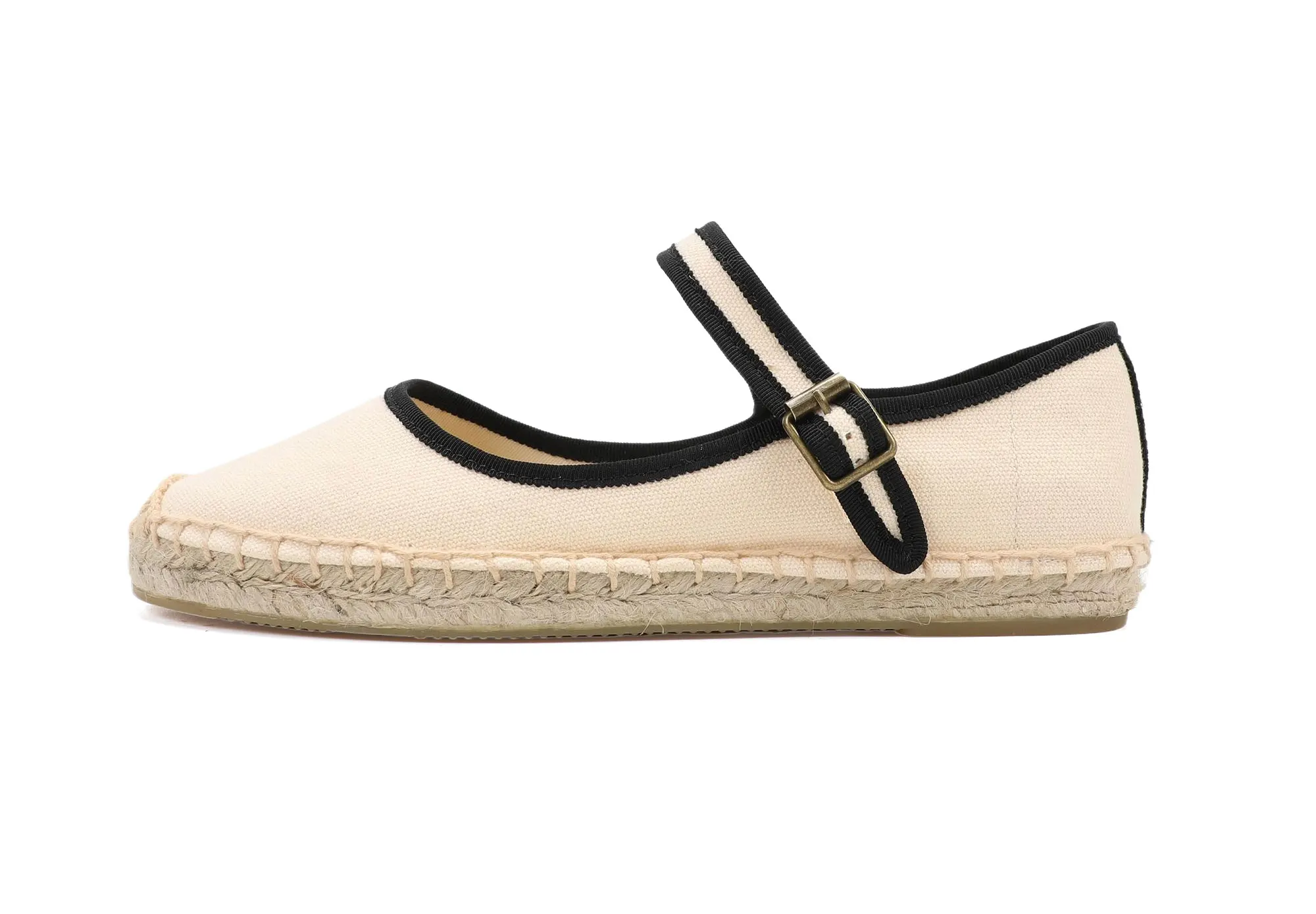 Stylish Mary Jane Espadrilles Women's Flat Shoes with Breathable Canvas Upper Ladies Loafers