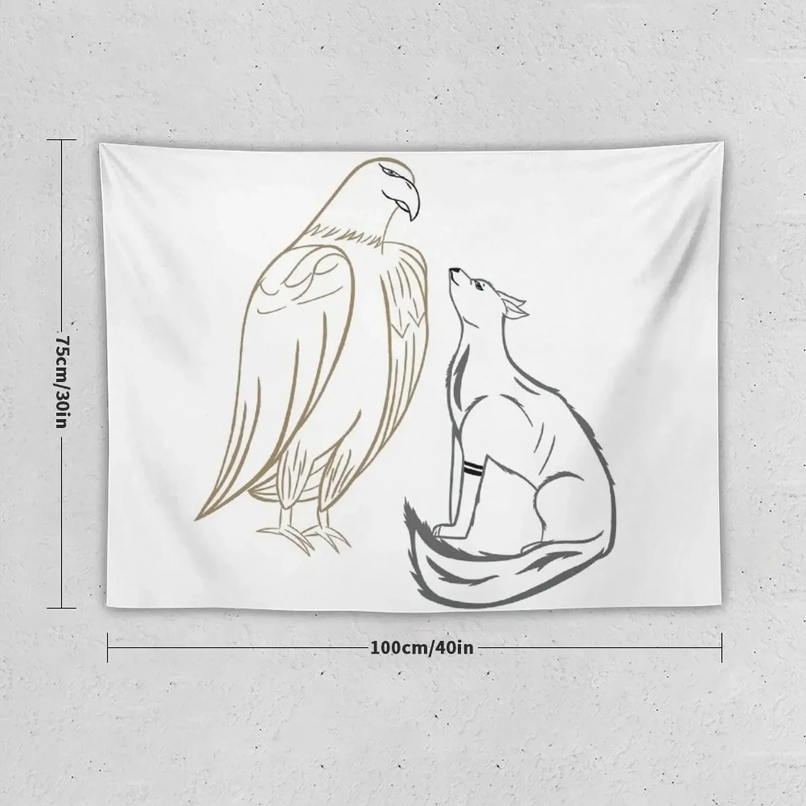 Eagle and wolf Tapestry Cute Decor Room Decor Aesthetic Tapestry