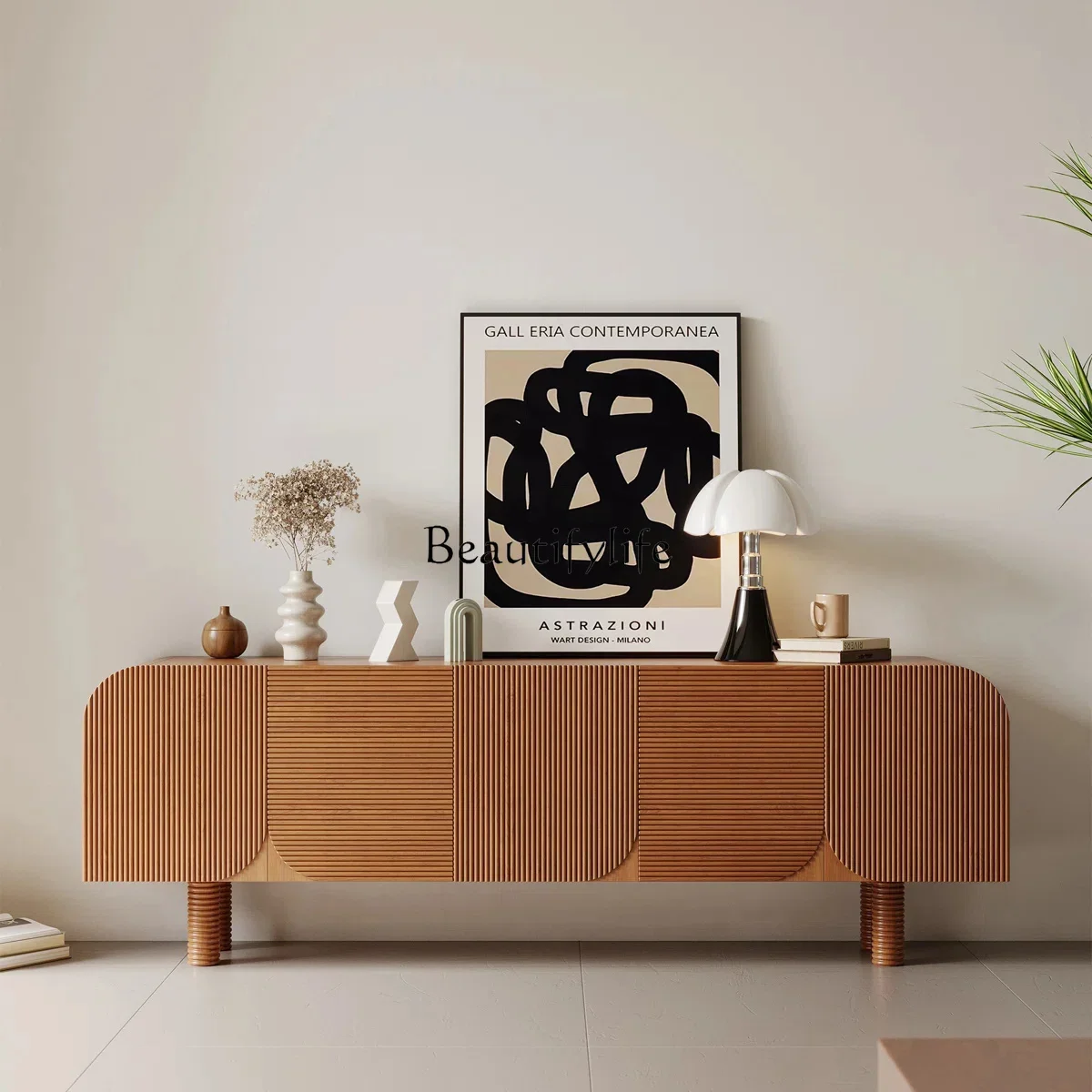 

z.French retro solid wood small apartment living room TV cabinet against the wall locker