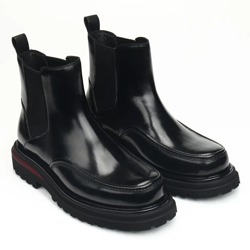 Men's high top shoes, thick sole, European version, made of cowhide, oversized, high-end men's boots