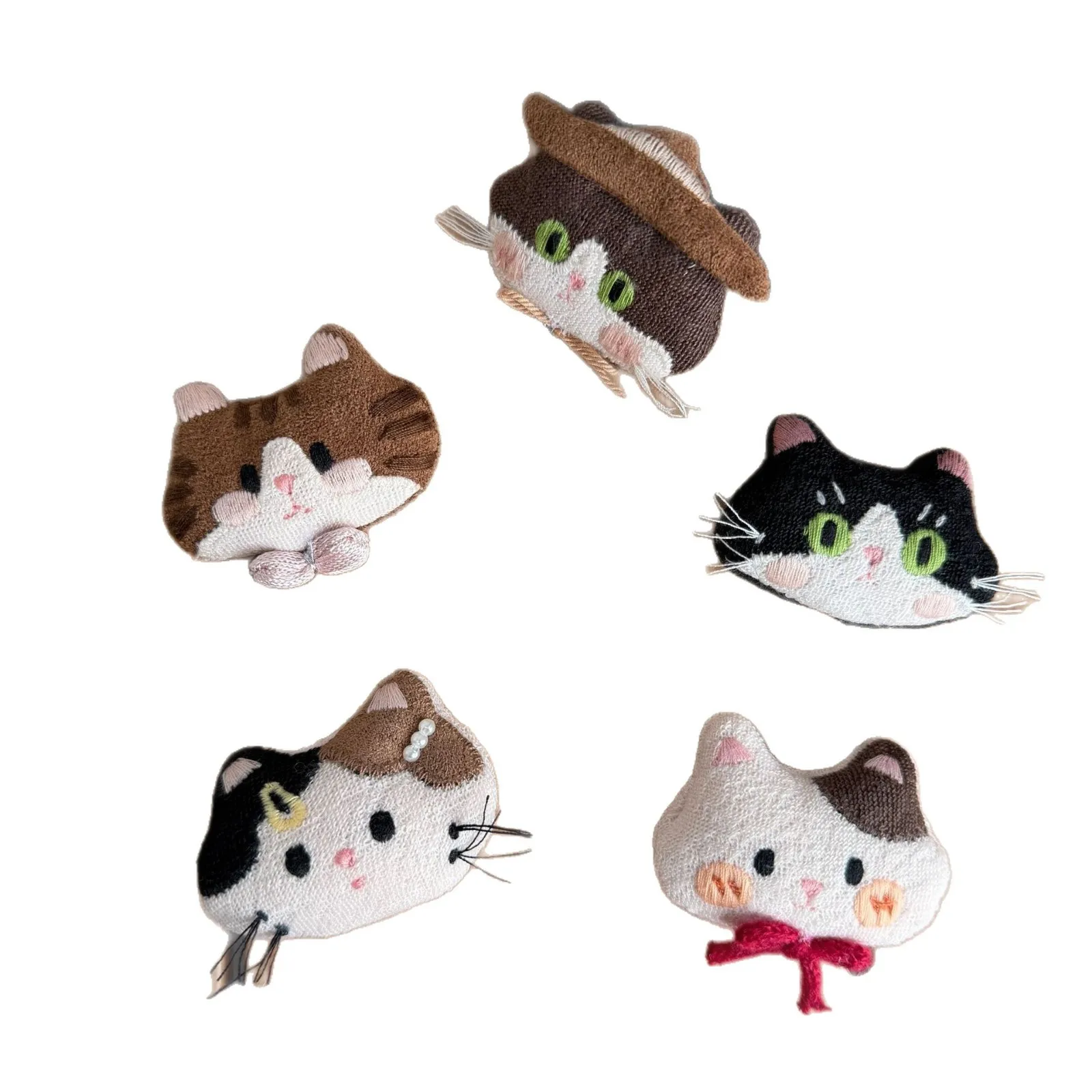 

Cute Kitten Embroidery Hair Clasp and Brooch Pin for DIY Garment Decoration High Quality Soft Fabric Handmade Adorable