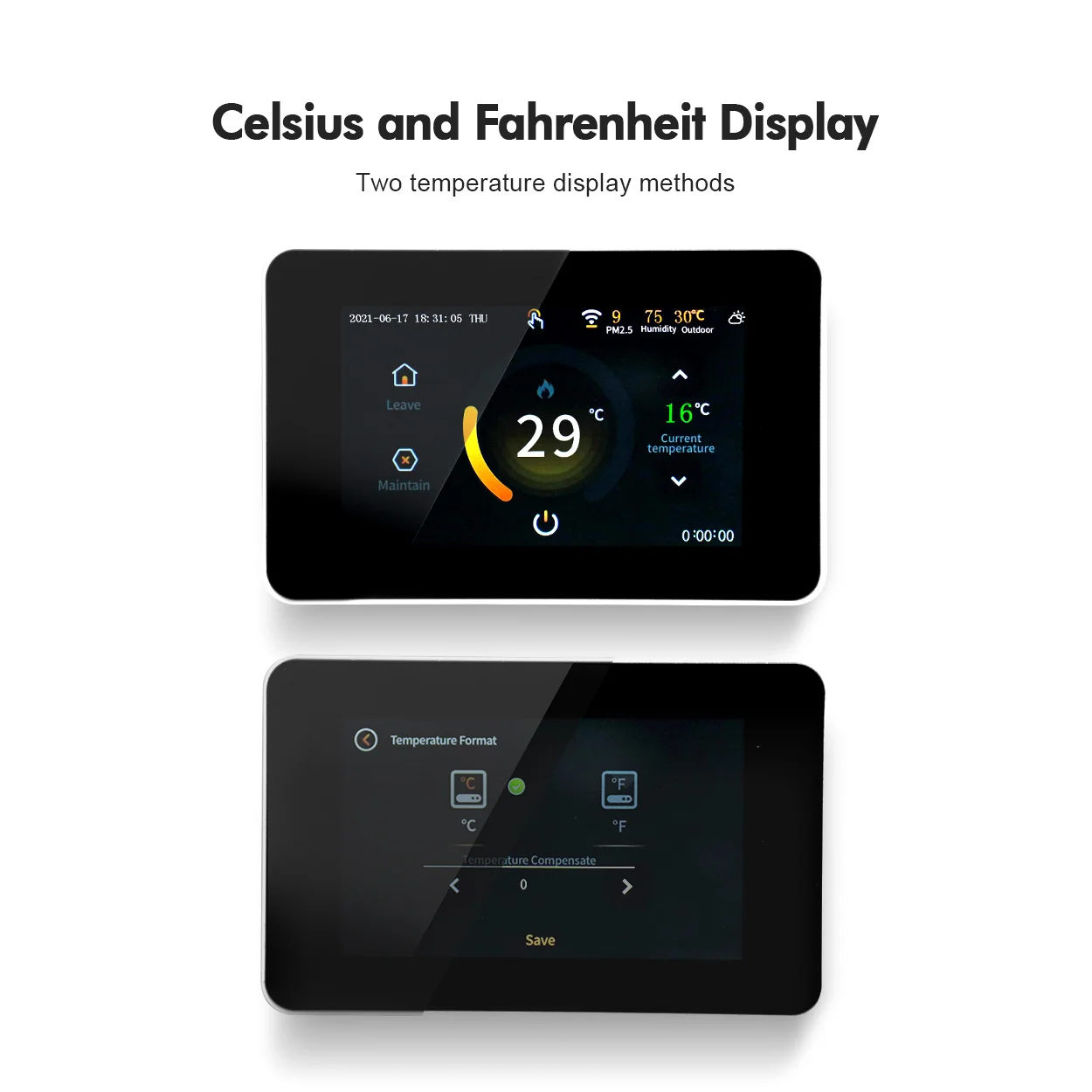 Tuya WiFi Smart Thermostat Heating Warm Floor Temperature Controller PM2.5 Humidity Sensor LED Touch Screen Alexa Google Home