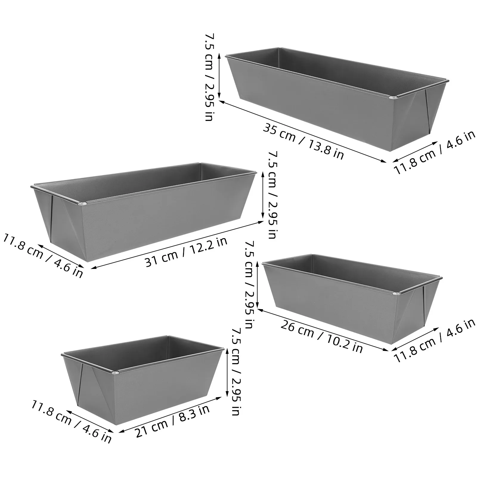 4Pcs Nonstick Carbon Steel Loaf Pan Deep Bread Mold Scratch Resistant Baking Pan Even Heat Distribution for Sourdough Meatloaf