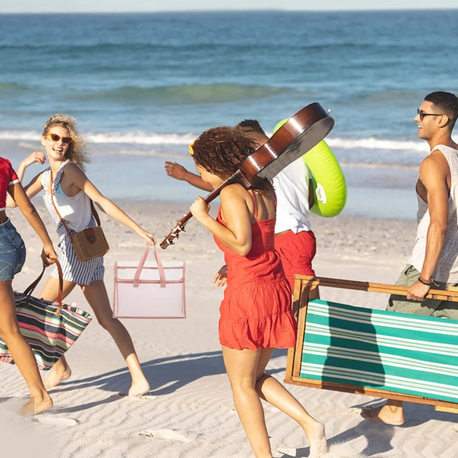 

Transparent Waterproof Tote Bag Large Capacity Clear PVC Beach Travel Bag for Swimming Shopping Outdoor Activities