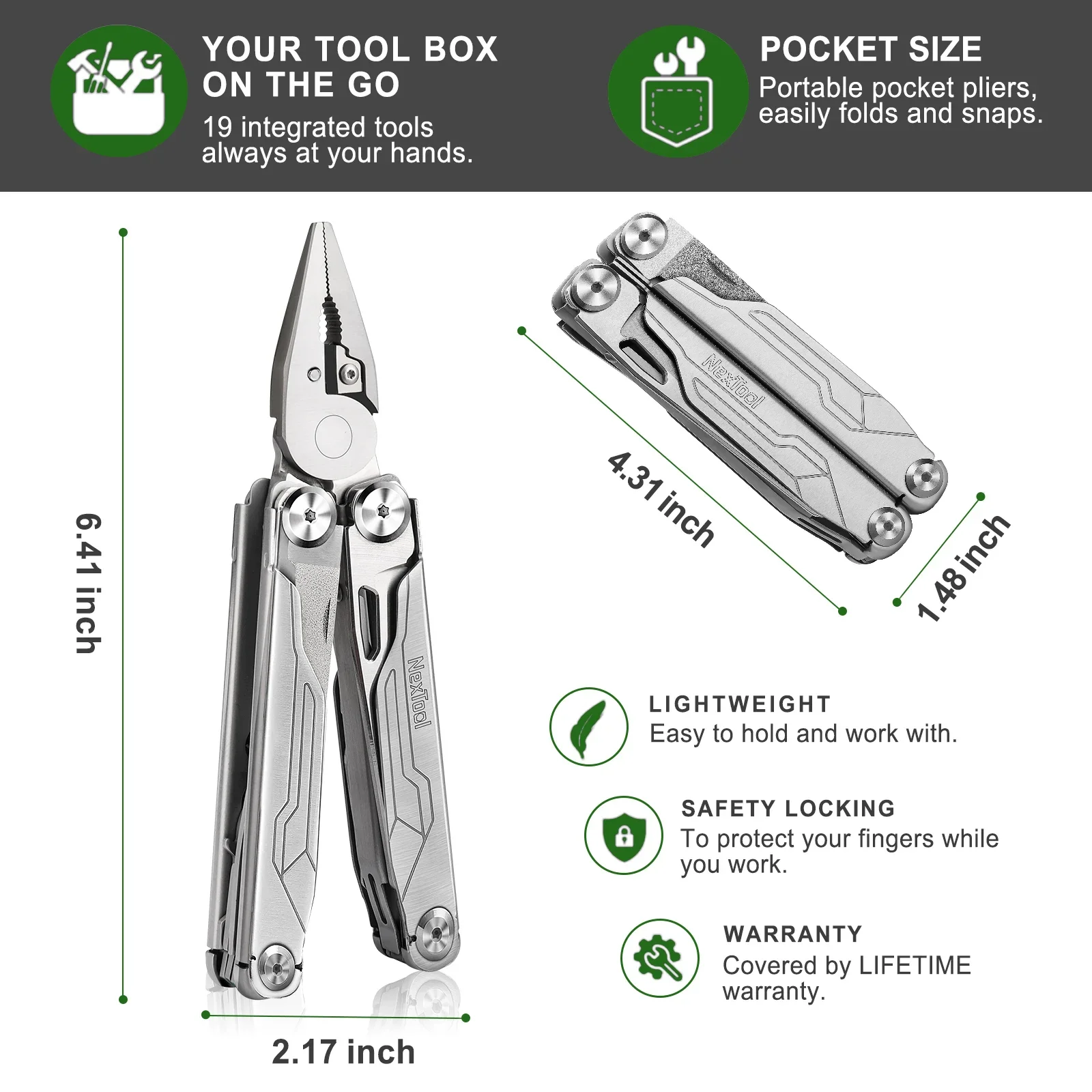 NexTool Flagship Captain Multitool Plier 19 In 1 EDC Pocket Survival Knife Folding Hand Tool Camping Saw Outdoor Multi-Tool