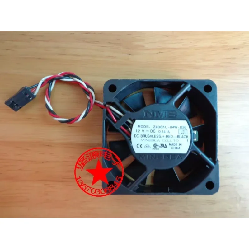 NMB-MAT 2406KL-04W-B36 LS1 DC 12V 0.14A 3-Wire 60x60x15mm Server Cooling Fan