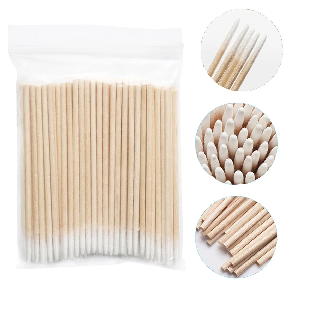 

100PCS Wooden Eyebrow Swab Eyelash Extension Tool Eyelash Cleaning Wooden Sticks Cosmetic Cotton Brush Buds Tip Cosmetic Tools