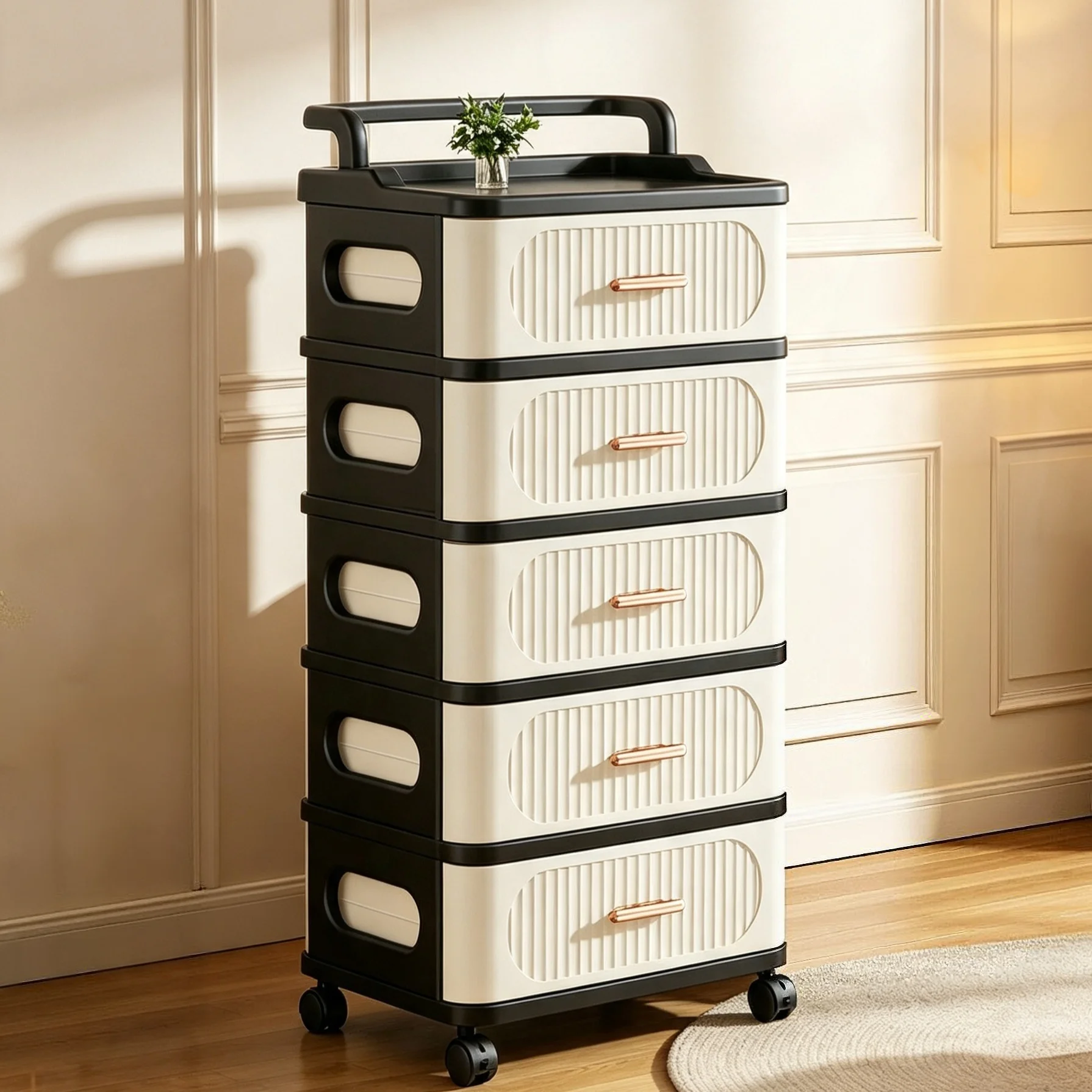 Drawer-style trolley storage rack - multi-level, portable, multi-functional storage rack for home living room, storage box