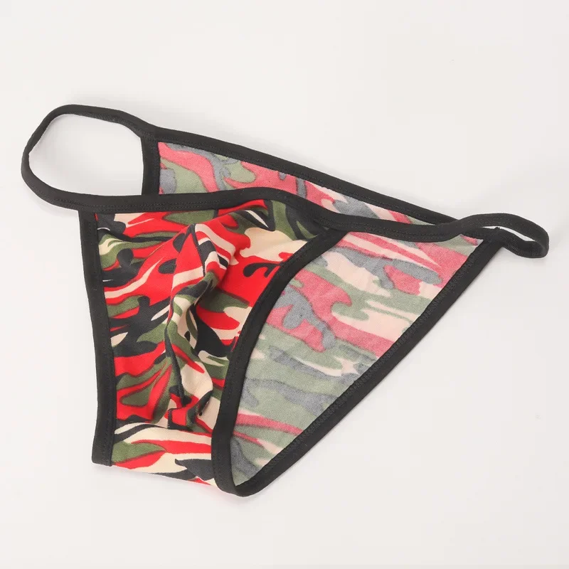 1pc Men's Sexy G-Strings Jockstrap Pouch Briefs Printed Lingerie Underwear Panties Low Waist Man Underpants