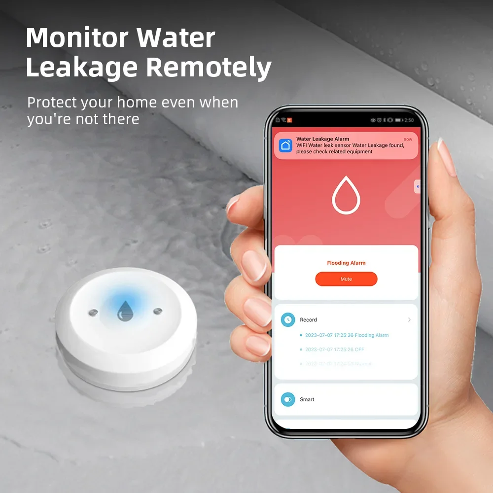 Imagem -02 - Tuya Zigbee Sensor de Vazamento de Água Smart Life Leakage Sensor Alarme de Ligação de Água App Monitoramento Remoto Detector de Inundação