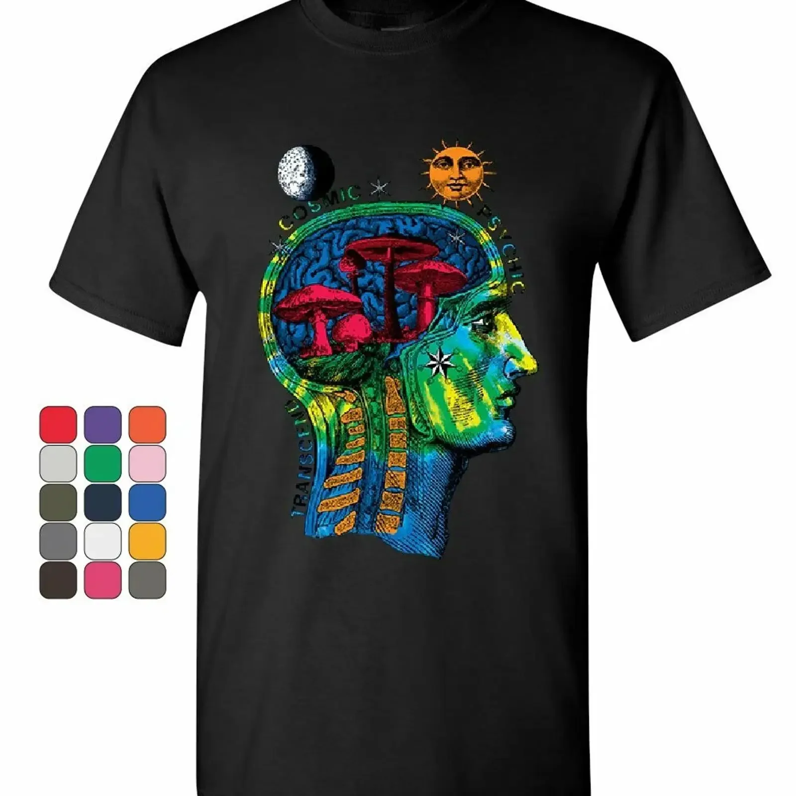 Cosmic Psychic Transcend T Shirt Psychedelic Trippy Weird Space Mens vintage Washed Comfortable Top For Everyday Wear homme