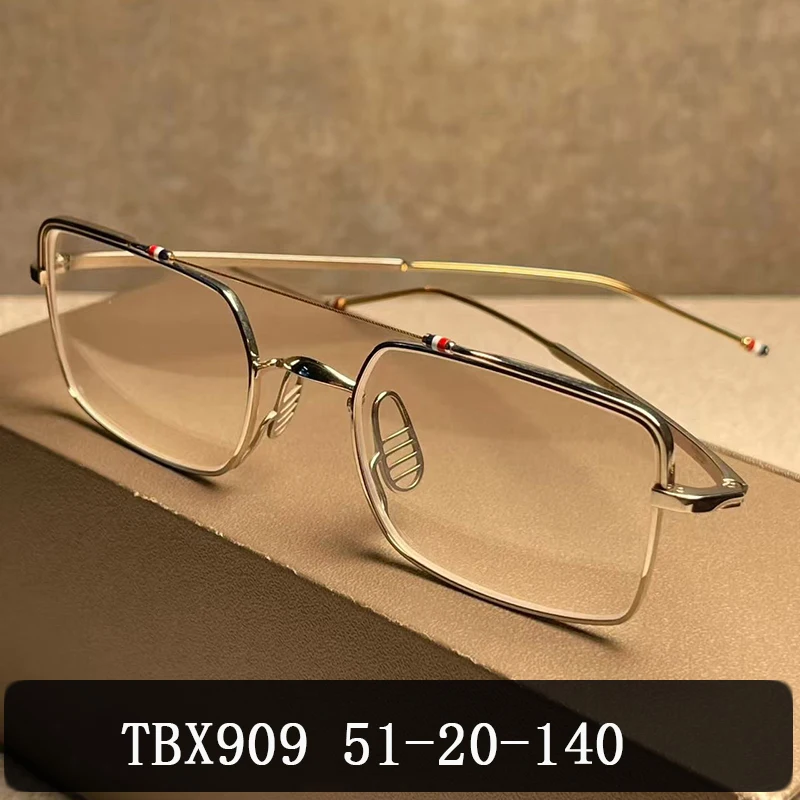

TBX909 Japanese Handmade Square Double-beam Square Spectacle Frame Pilot Women Men's Glasses Frame New York Brand Advanced Retro