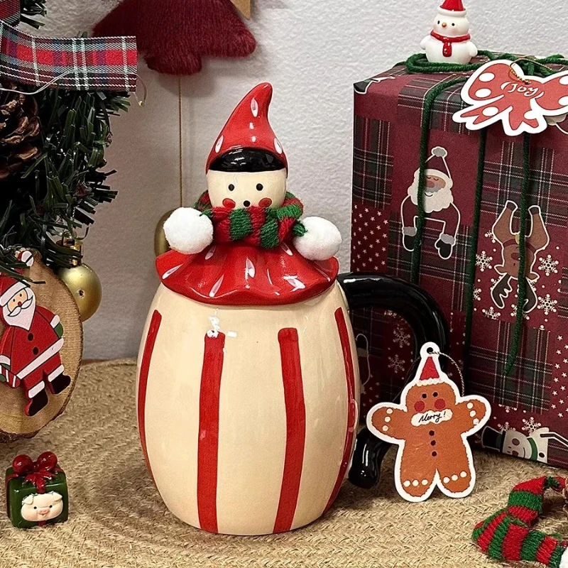 Cute Little Red Riding Hood Doll Ceramic Mug,Kawaii Christmas Coffee Cup,Birthday Gift Mug,Ceramic Cup for Her Christmas Gift