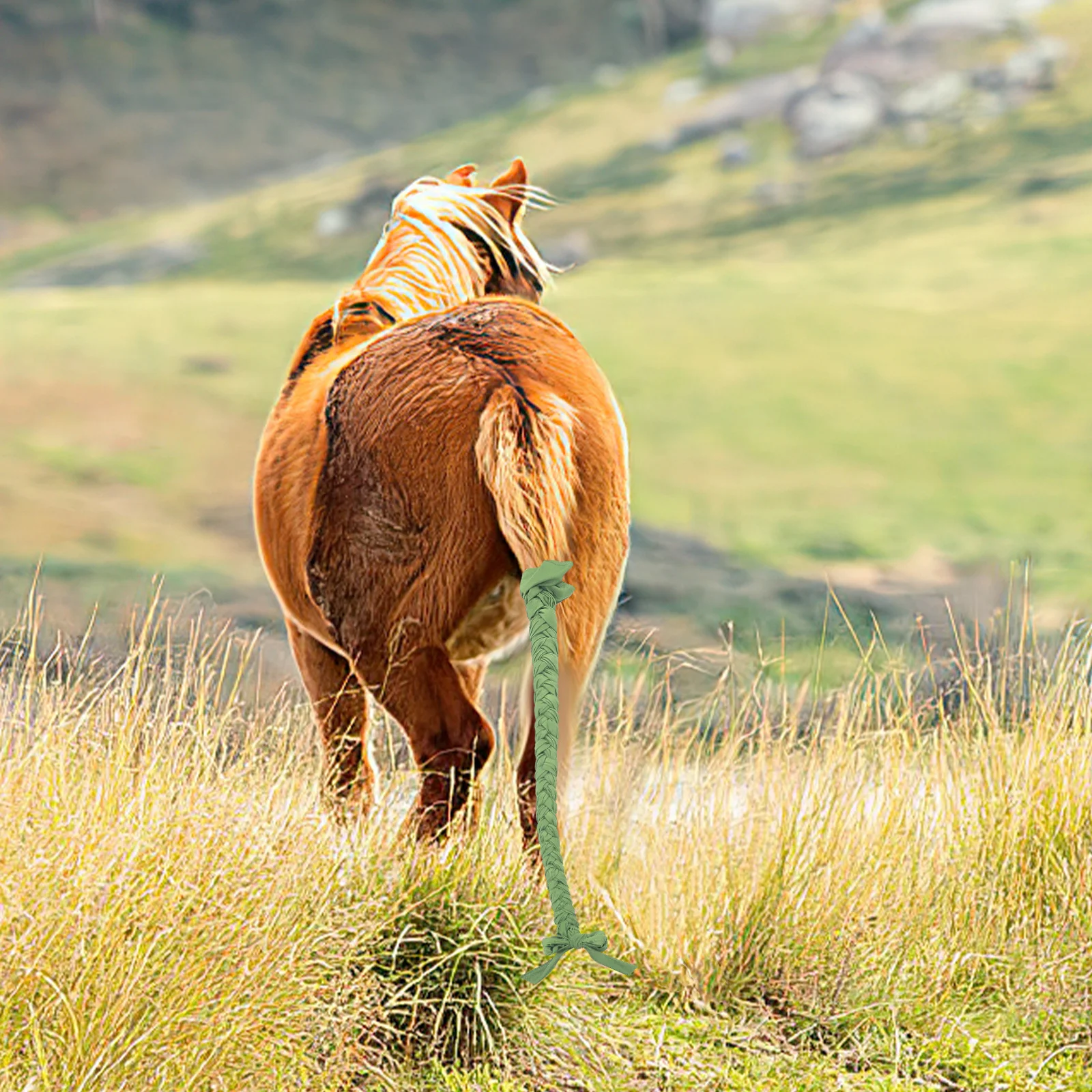 حقيبة تمديد ذيل الحصان خفيفة الوزن ومتينة من البوليستر للاستخدام الخارجي وواقي الذيل لتجميل الحصان