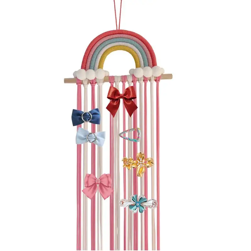 

Girl Hair Bows Holder Wall Mount Hair Clip Holder Organizer Rainbow Design Bow Organizer For Girls Hair Bows Hair Claw Organizer