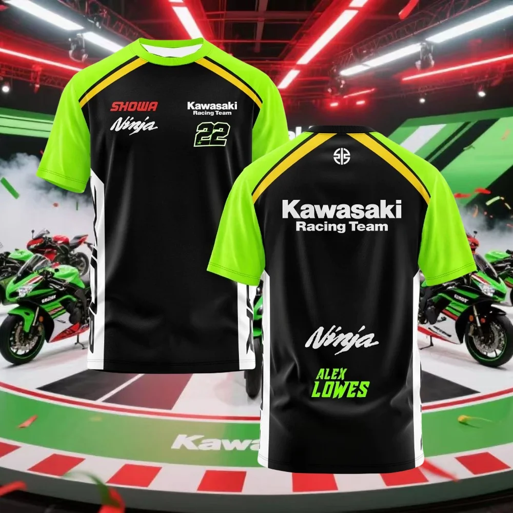 

Kawasaki Motorcycle Racer 22 and 47 Riding T-Shirt Men Summer Short Sleeve Women T-Shirt Fashion Oversized Clothing Tops