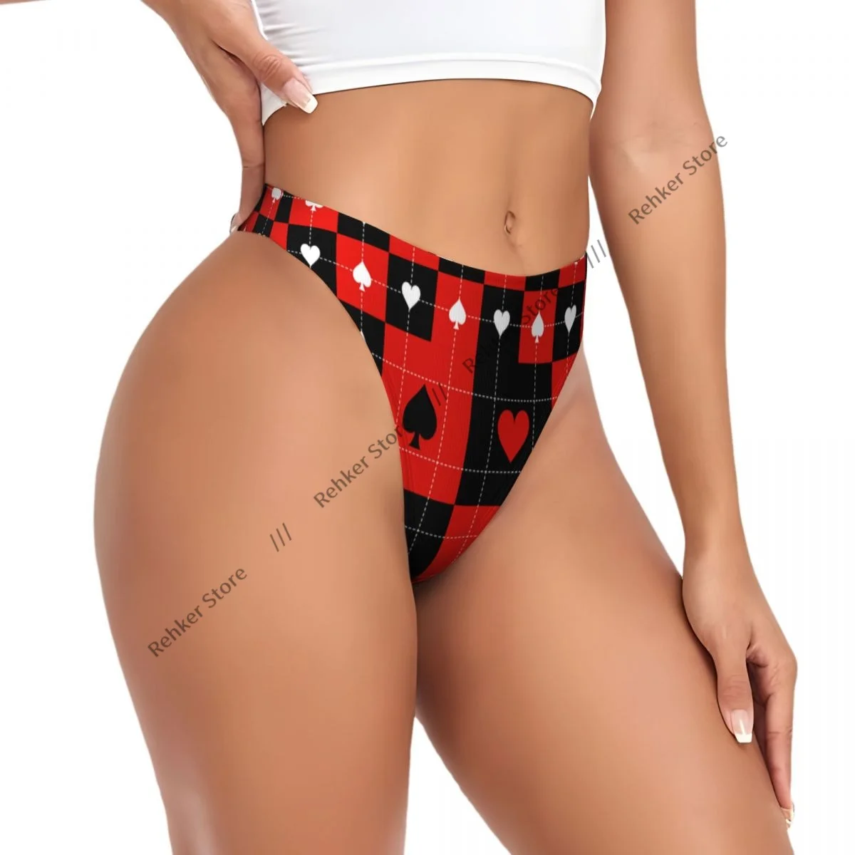 Women's Panties Card Suits Chess Board Background Underwear Sexy Thongs Lingerie G-Strings