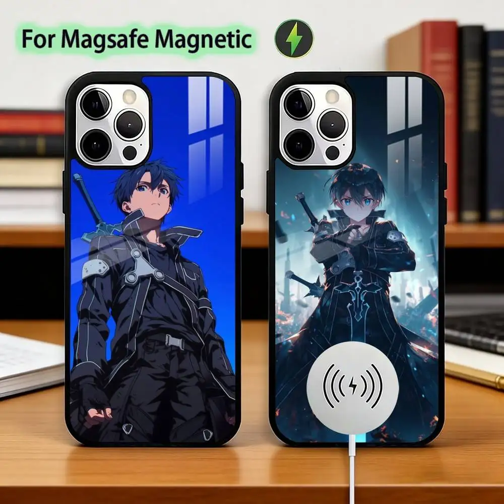 

Sword Art Online SAO K-Kirigaya Phone Case For iPhone17,16,15,14,13,12,11 Plus,Pro Magnetic with Magsafe Wireless Charging
