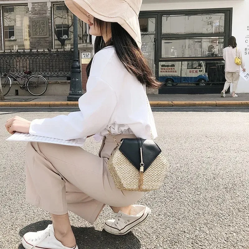 woven leather handbag