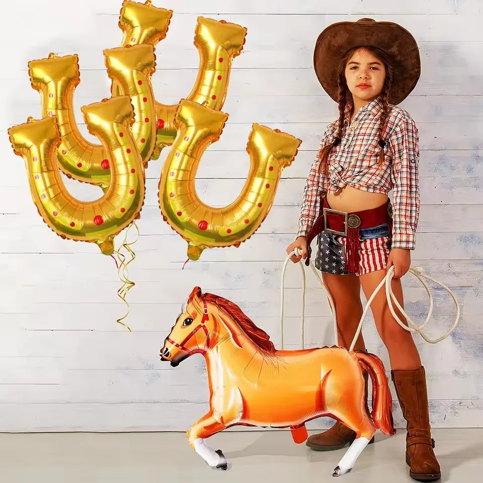 4pcs Horseshoe Balloons Kentucky State Party Balloons Perfect for Western Cowboy Party, Horse Racing, Baby Shower Decorations