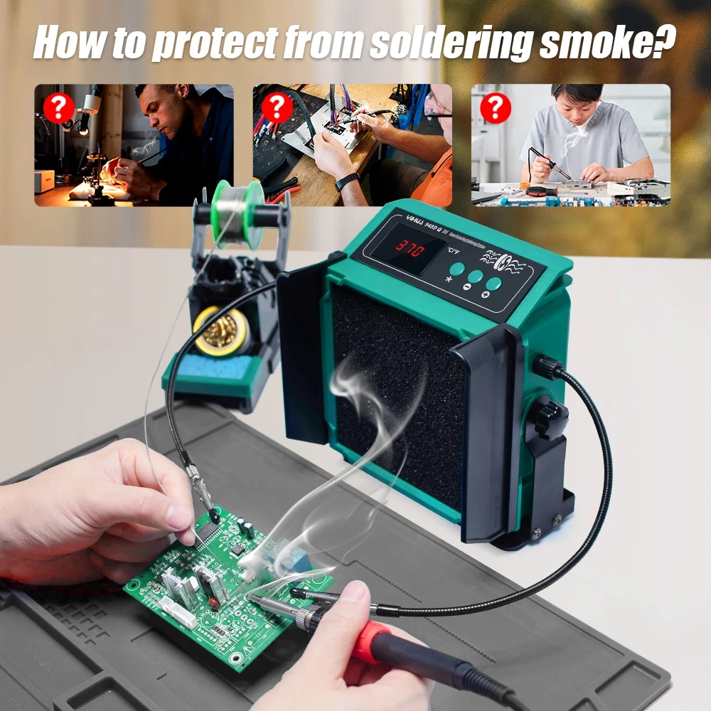 Tp Portable Smoke Absorber Metal Solder Fume Extractor Purifier for Phone Motherboard PCB Repair Soldering Fume Smoke Extractor