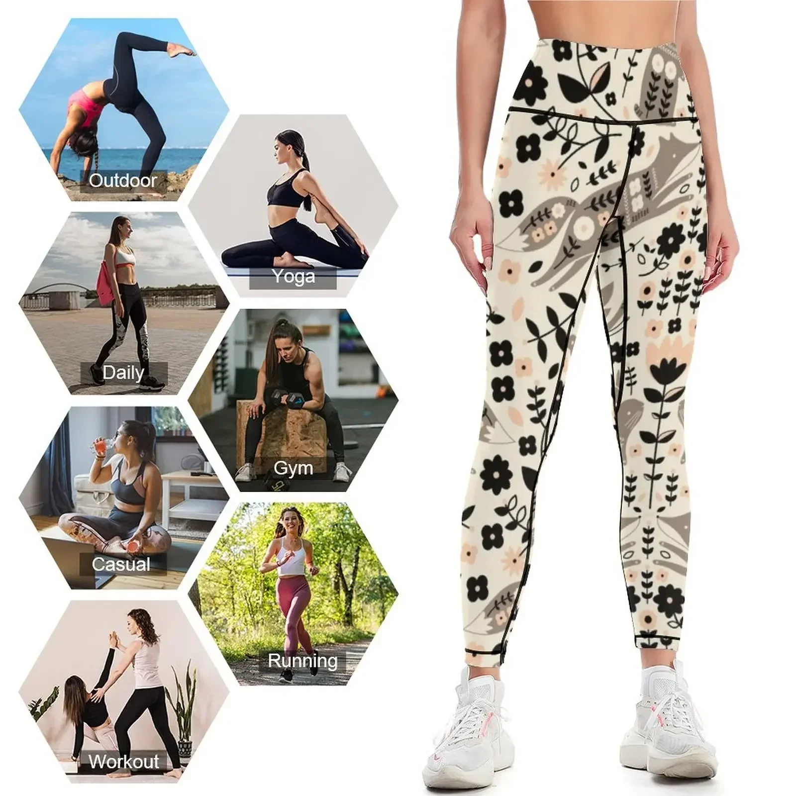 Woodland Folklore Leggings الرياضة يغطي الرجل الرياضية لصالة الألعاب الرياضية ملابس رياضية للنساء لصالة الألعاب الرياضية طماق المرأة