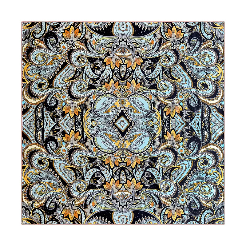 

110CM Silk Scarf Women Square Shawls Hand Rolled Bandanas Scarves 110 Foulard Femme Head Neck Accessories