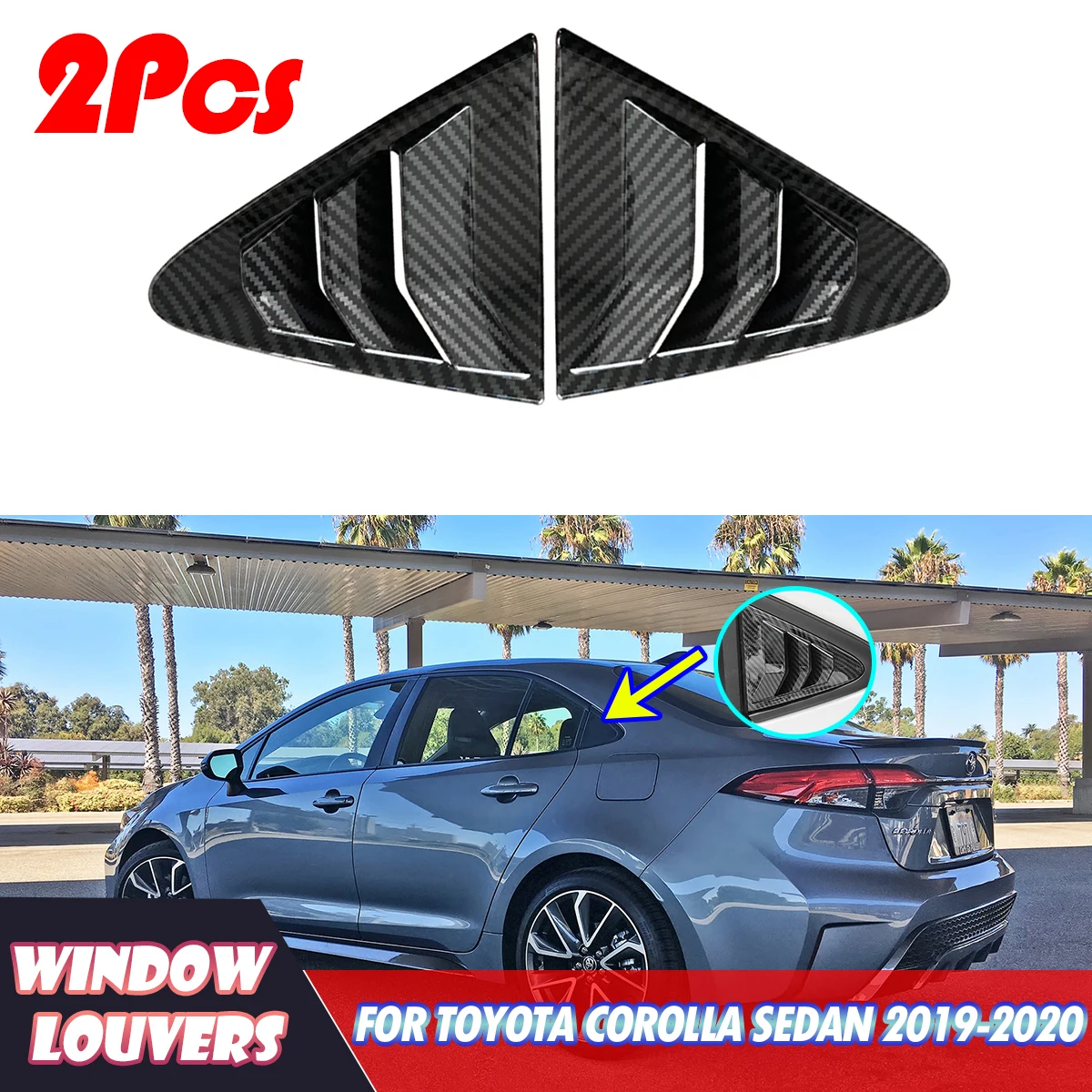 Rear Side Vent Quarter Window Louver Cover Sticker for Toyota Corolla Altis Sedan Accessories 2019 2020 2021 2022