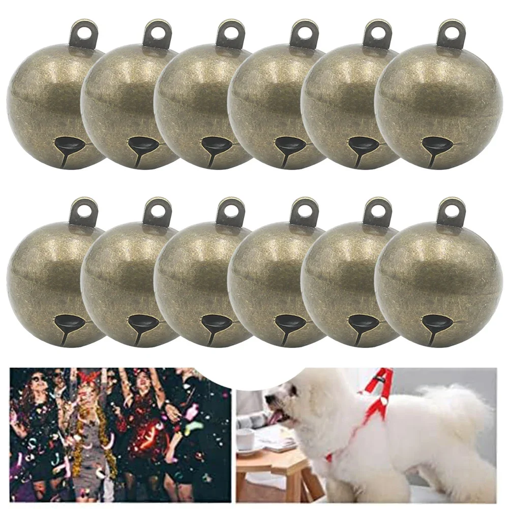 12pcs 25mm Bronze Metal Bells Loose Beads Holiday Party Christmas Decorations DIY Crafts Accessories