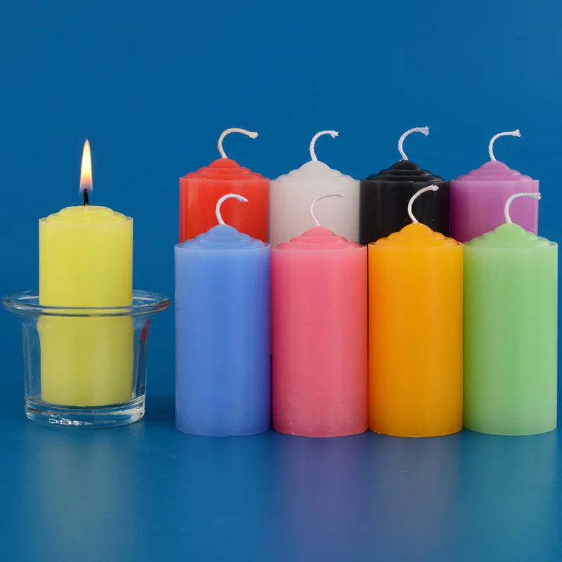 4pc 3.5x7cm Colorful Thick And Short Candle Atmosphere Decoration Odorless Household Power Outage Lighting Candle Candlestick