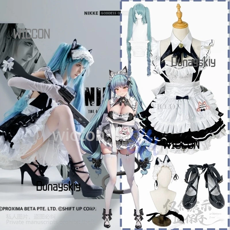 Juego de Anime Nikke Cosplay disfraz privado Sexy Kawaii Neko gato vestido de sirvienta dulce encaje volantes Lolita Jsk Jirai Kei niñas Halloween