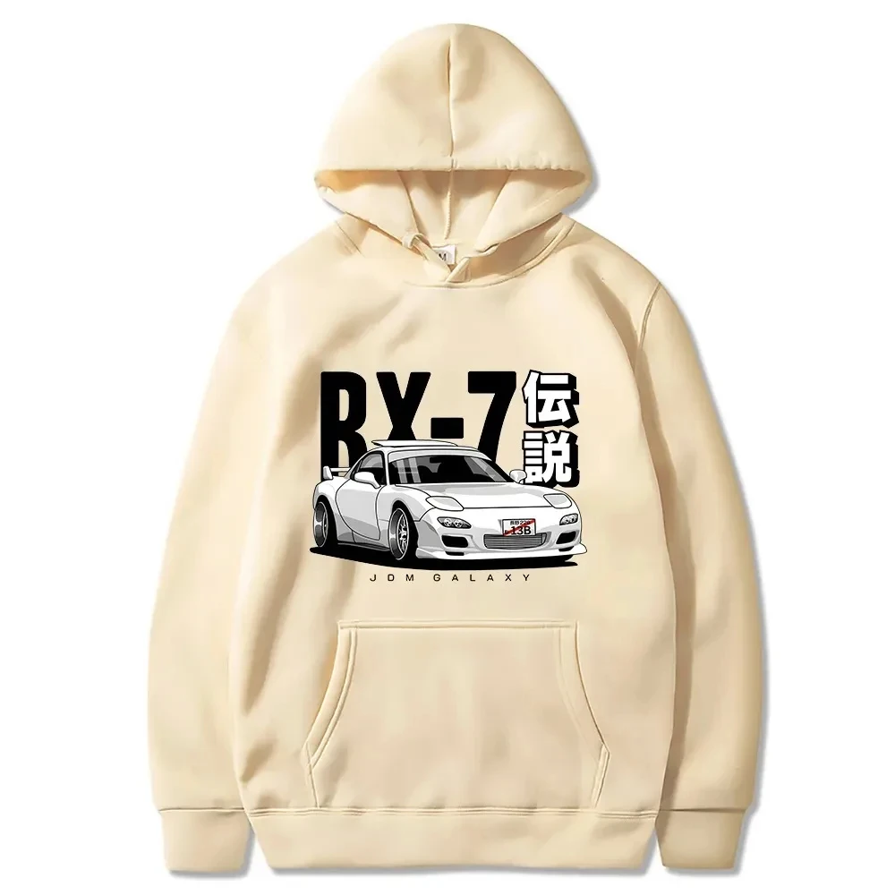 Initial D JDM Hoodie Vintage RX7 FD Drift Japanese Cars Printed Sweatshirt Harajuku Tracksuit Loose Men Streetwear Pullover Tops