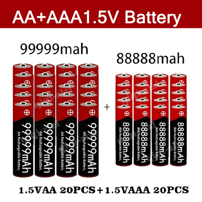 NeW Brand 1.5V AA High Capacity 99999 MAh+1.5V AAA88888  Alkaline 1.5V Clock Toy Camera Battery Rechargeable Battery+USBcharger