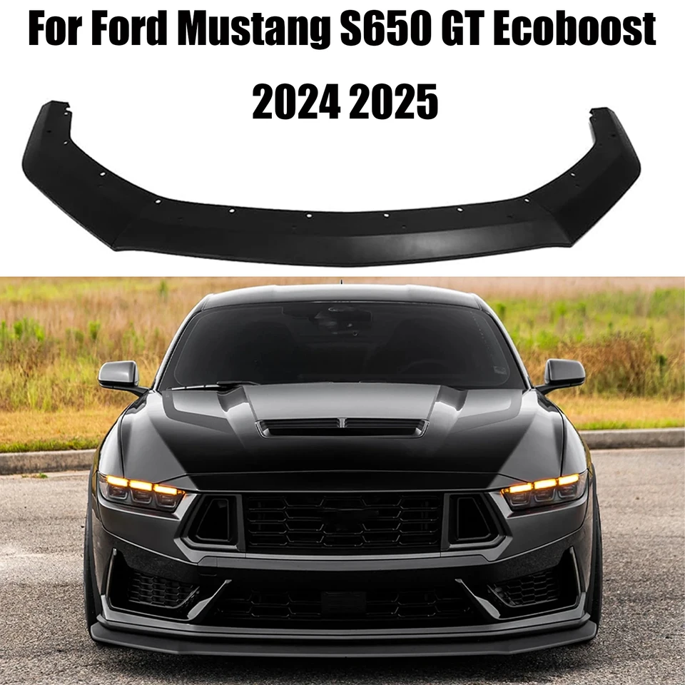 포드 머스탱 S650 GT 에코부스트 2024 2025 가드 스플리터 자동차 앞 범퍼 립 스포일러 스플리터 무광 블랙 썸네일 7