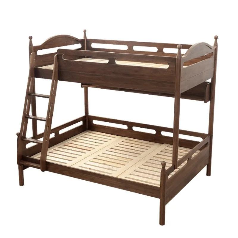 Nordic solid wood high and low bed, North American black walnut, bunk, modern simple double bed