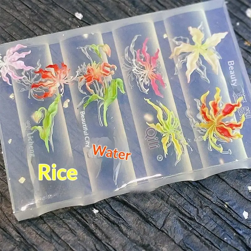 1Pcs Silicone Nail Art Mold Lily Flower Stereoscopic Relief 3D Transparent Nail Template DIY For Manicure Decoration