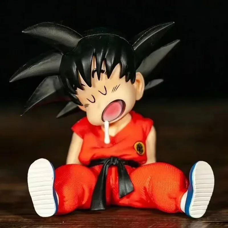10CM Dragon Ball Q Version Sleepy Son Goku Two-dimensional PVC Doll Desktop Ornament Animation Gift Collection