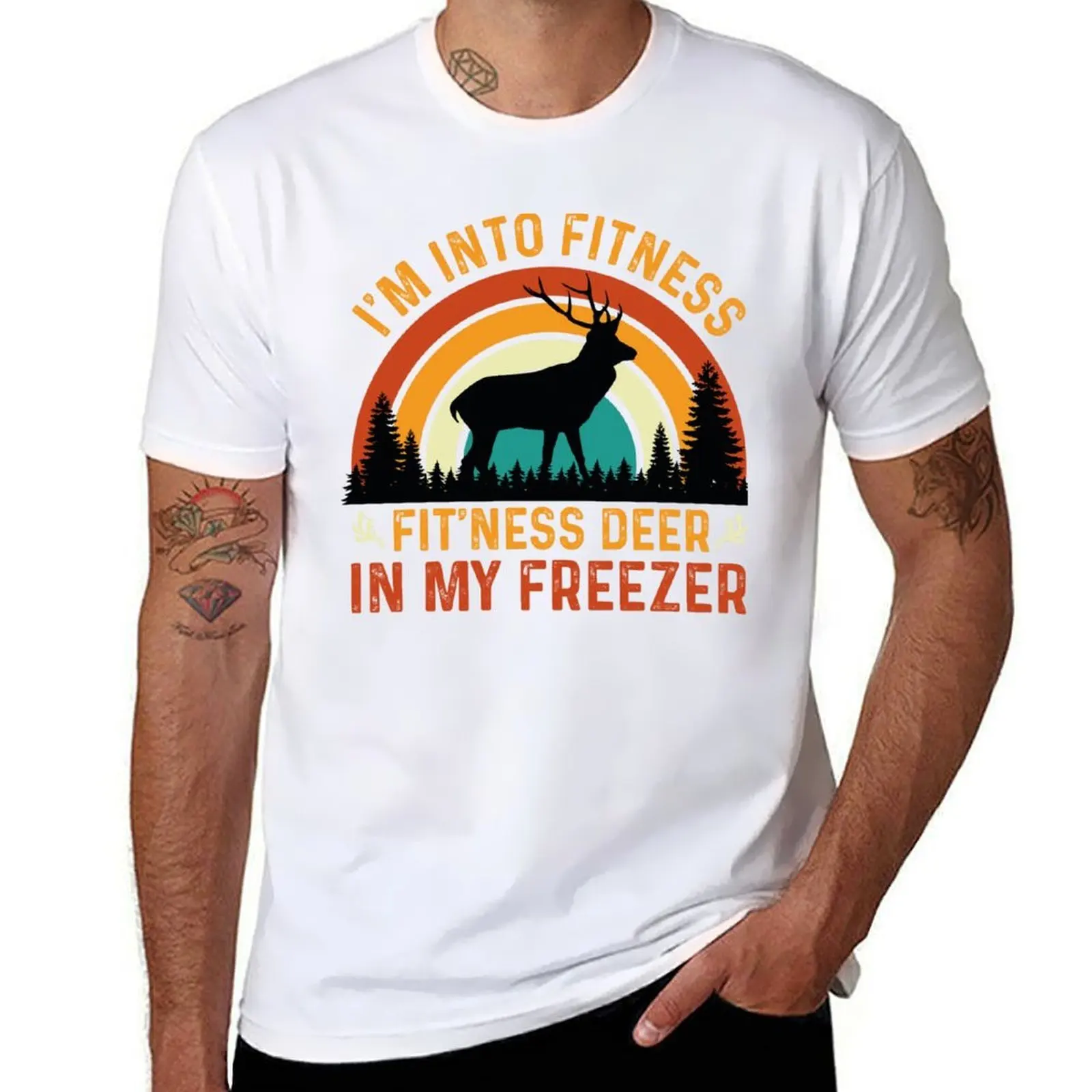 

Funny I'm Into Fitness Fit'Ness Deer In My Freezer Deer T-Shirt t shirts designer graphic t shirts for man T-Shirt