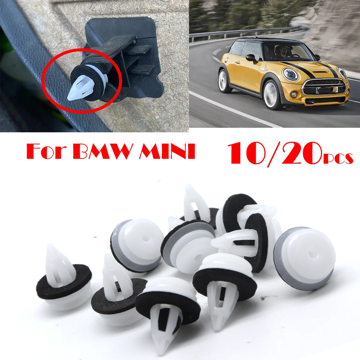 

10/20Pcs For mini F57 Countryman Paceman Clubman R55 F54 Cabrio R52 F57 Coupé Car Door Card Panel Trim Fascia Lining Clip Rivets