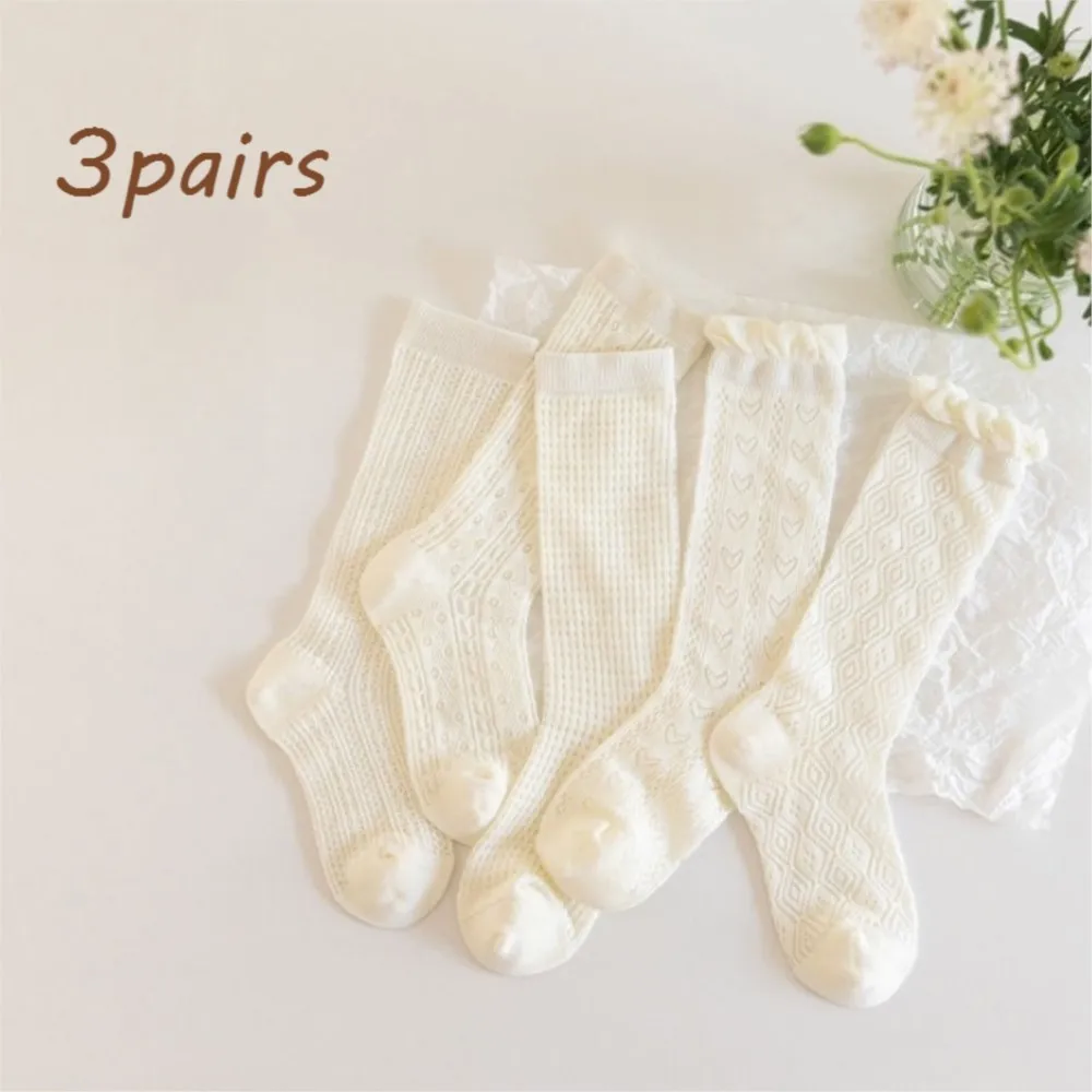 Girls Long Tube Lace Stockings Sweet Bow Jacquard Pattern Mesh Sock Baby Girl Ballet Fishing Net Frilly Socks Lolita Leggings
