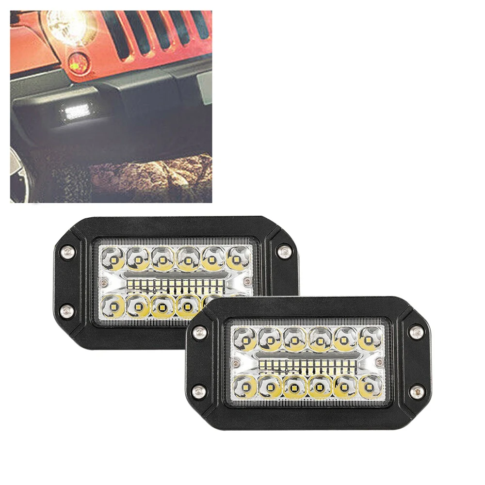 2Pcs 12V 6 Inch Flush Mount Work Light 26 LED Super Bright Spotlight Car