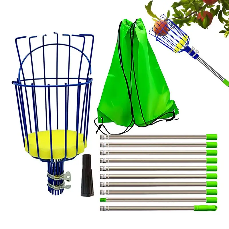 Fruit Picker Fruit Picking Tool with Basket Fruits Picker For Picking Citrus Pear Telescopic Handle Apple Picker Garden tools