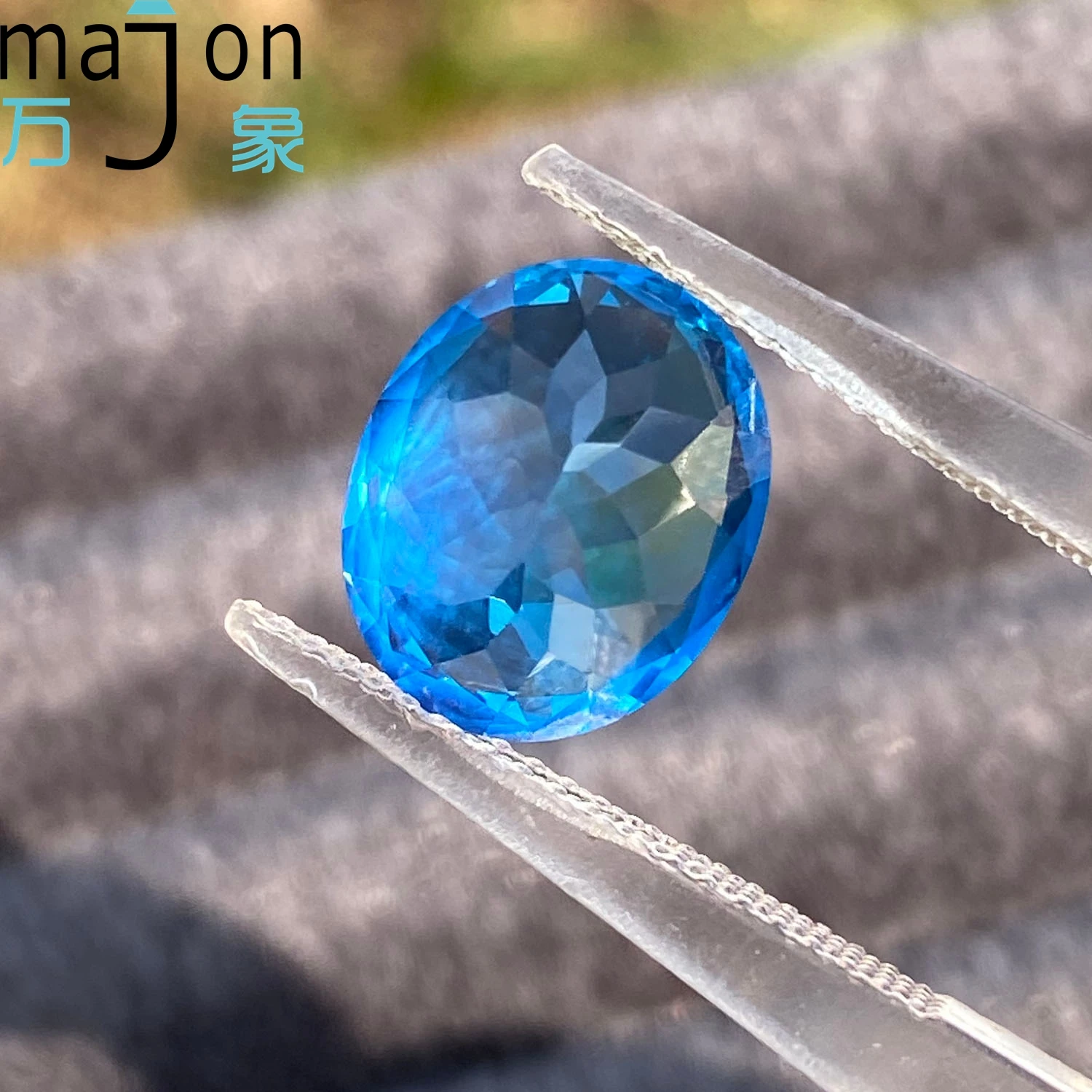 แซฟไฟร์เพาะเลี้ยงคุณภาพสูง 4.85 กะรัต ทรงรี สีพาราไอบา สำหรับทำจี้ เครื่องประดับขั้นสูง วัสดุทำเครื่องประดับ DIY