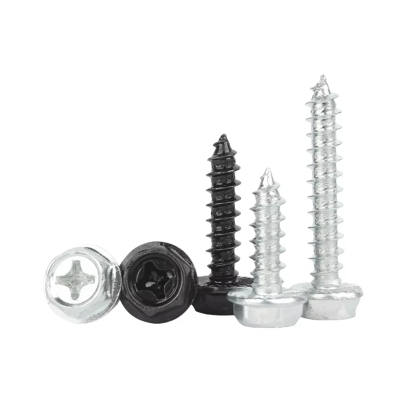 Black White Zinc Plated Hex Flange Self Tapping Screws M3-M6 Phillips Cross Head Carbon Steel Wood Fixing Screws 5