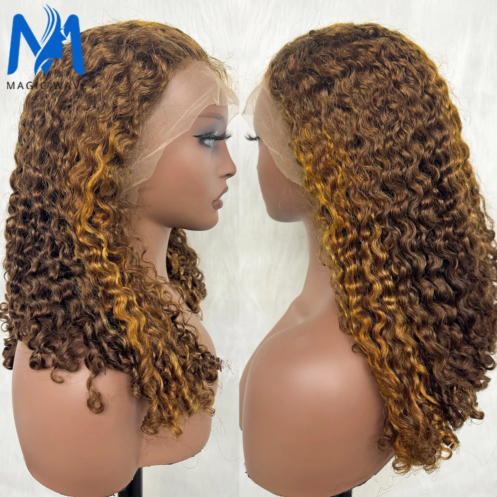 Highlight Piano Color 12A Double Drawn 250% Density Burmese Curly Remy Human Hair Wigs Curly Bob Human Hair Wigs for Black Women