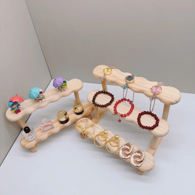 3-stufiger Display-Riser-Ständer, Holzregal für Parfüm-Organizer, Parfüm-Display-Regal, Figuren-Vitrine, Puppen-Aufbewahrungsregal – Detail 7
