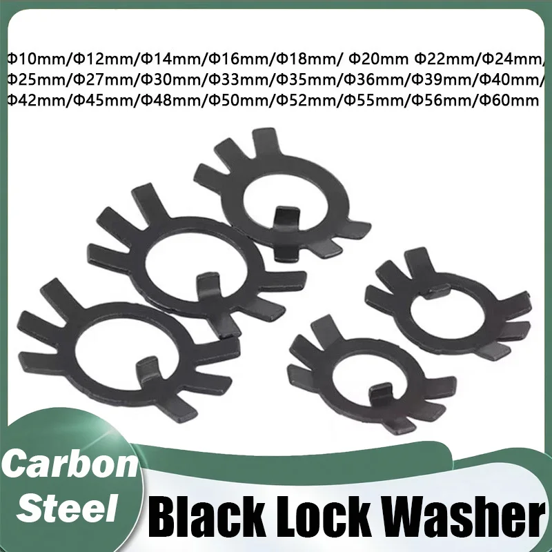 Lock Gasket Spacer GB858 Black Carbon Steel Lock Washers Retaining Stop Washer for Slotted Round Nut M10 M12 M14 M16-M60